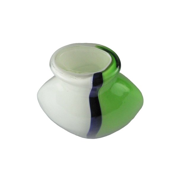 Vase Abstract Art Glass Free Form Flowing Design Oval Shape Interior Painted 11" - Picture 5 of 8